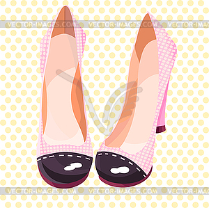 Красивые и милые розовые туфли в ромболистный - векторное изображение клипарта