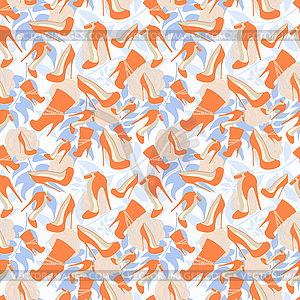 Seamless pattern of shoes on background of - vector clipart