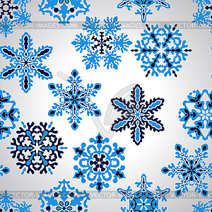 Seamless Pattern with Blue Snowflakes - vector clip art
