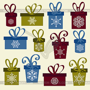 Набор рождественских Коробки - изображение в векторном формате
