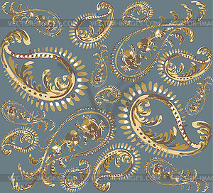 Seamless background of paisley ornament, fashionabl - vector clipart