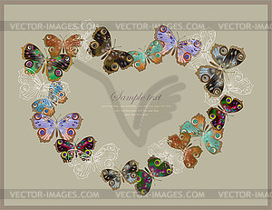 Decorative heart with butterflies. valentines day gr - vector clipart