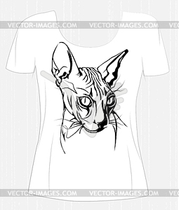 Дизайн футболки с черно-белым графическим портретом - графика в векторе