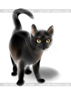 Black kitten. Cat for Halloween design. Imitation o - vector image