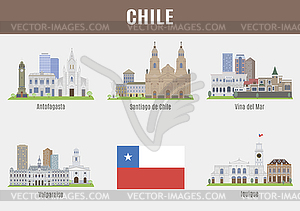 Cities in Chile - vector clip art