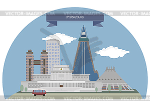 Пхеньян, Северная Корея - изображение в векторном формате