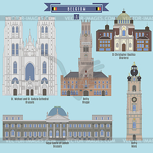 Famous Places in Belgium - vector clip art