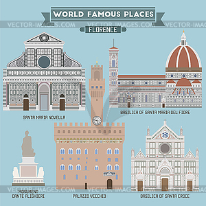 Famous Places of Florence - vector clipart