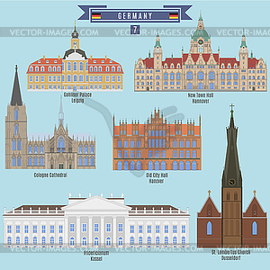 Известные места в Германии - клипарт в векторном виде
