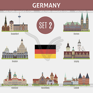 Famous Places cities in Germany - vector clip art