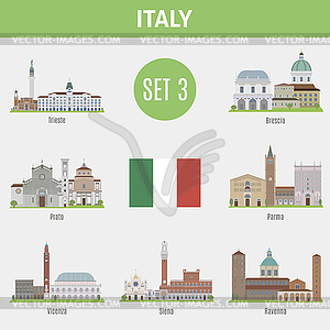 Famous Places Italy cities. Set  - royalty-free vector clipart