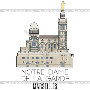 Notre Dame De La Garde, Marseilles - vector image