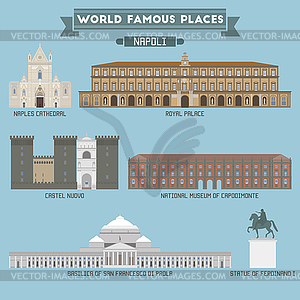 World Famous Place. Italy. Napoli. Geometric icons - vector clip art