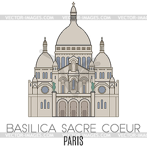 Базилика Сакре-Кер, Париж - иллюстрация в векторном формате