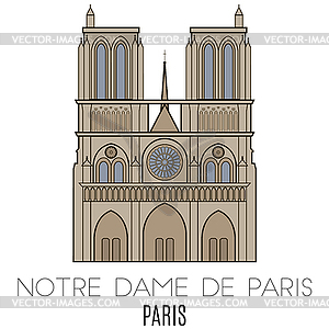 Notre Dame De Paris, Paris - color vector clipart