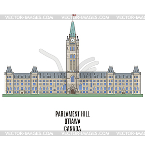 Parliament of Canada on Parliament Hill - vector clip art