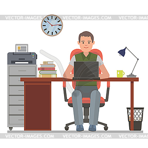 Programmer in workplace - royalty-free vector image