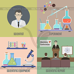 Научный эксперимент и оборудование - изображение в векторном формате