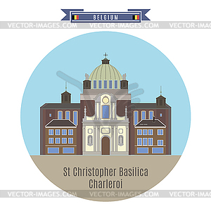 St.Christopher Basilica, Charleroi, Belgium - vector clip art