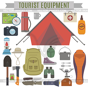 Tourist equipment - vector image