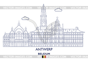 Антверпен Сити Скайлайн, Бельгия - векторное изображение EPS