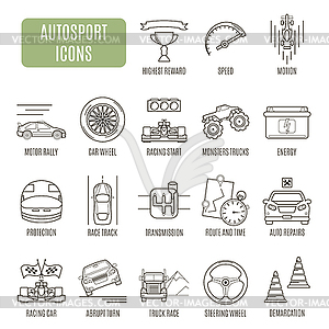 Autosport icons. Set of pictogram - vector EPS clipart