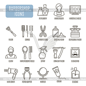 Barbershop icons. Set of pictogram - vector image