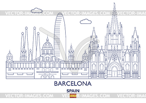 Barcelona City Skyline, Spain - vector EPS clipart