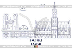 Brussels Linear City Skyline, Belgium - vector clipart