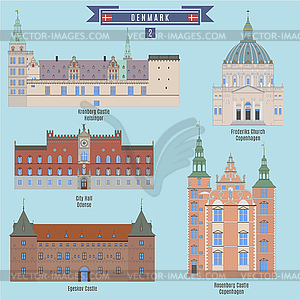 Famous Places in Denmark - vector image