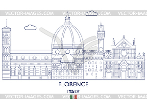 Florence City Skyline, Italy - vector image