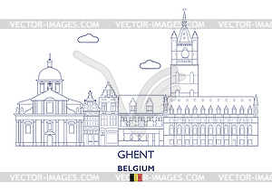 Ghent City Skyline, Belgium - stock vector clipart