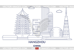 Hangzhou City Skyline, Китай - изображение в векторе