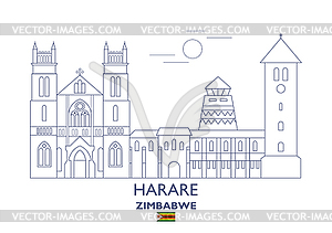 Harare City Skyline, Zimbabwe - vector clip art