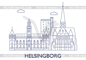 Helsingborg. most famous buildings of city - vector clipart