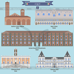 Famous Places in Italy - vector clipart