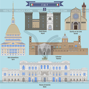 Famous Places in Italy - vector clipart