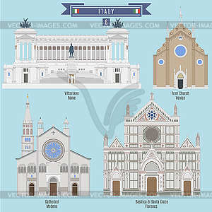 Famous Places in Italy - vector image