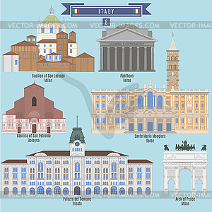 Famous Places in Italy - vector clipart