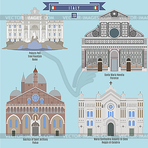 Famous Places in Italy - vector clipart