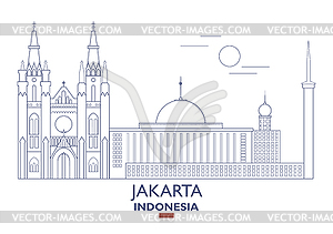 Jakarta City Skyline, Indonesia - vector clipart