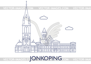 Jonkoping. most famous buildings of city - vector image