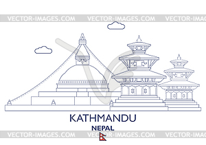 Kathmandu City Skyline, Nepal - vector clip art