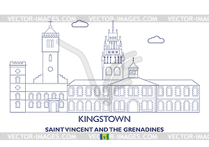 Kingstown City Skyline, Saint Vincent and Grenadines - vector image