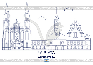 La Plata City Skyline, Argentina - vector image
