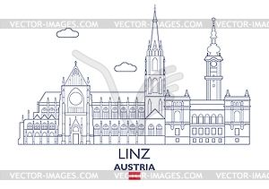 Linz City Skyline, Austria - vector clipart