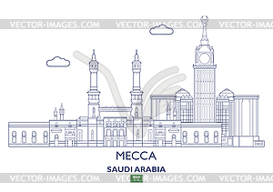 Mecca City Skyline, Saudi Arabia - vector image