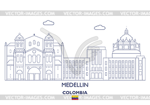 Medellin City Skyline, Colombia - vector clipart