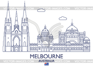 Melbourne City Skyline, Australia - vector clip art