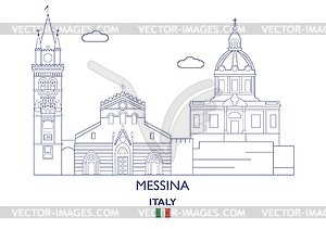 Мессина Сити Скайлайн, Италия - клипарт в векторе / векторное изображение